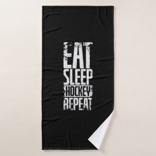 Hockey "Eat Sleep Hockey Repeat" Bath Towel