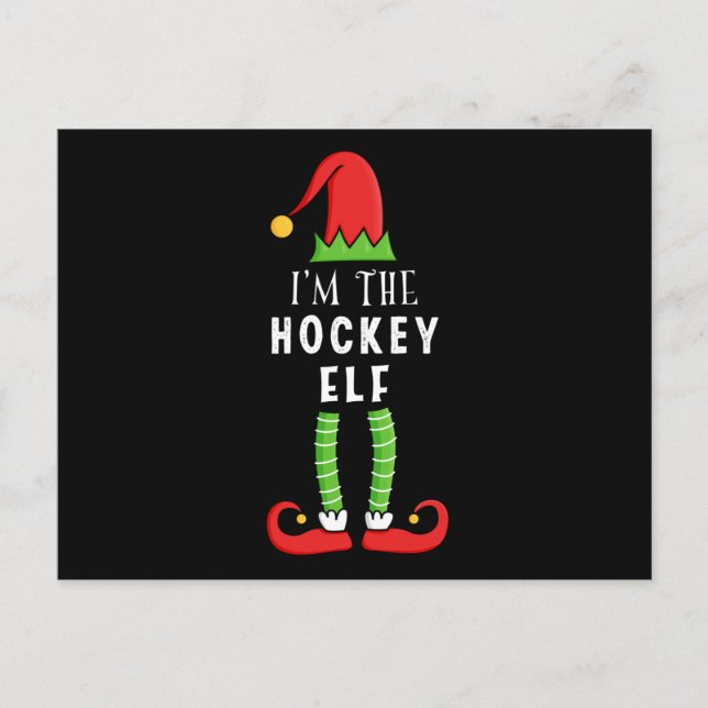 Hockey Elf Christmas Matching Family Gift Postcard (Front)
