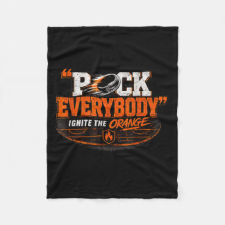 Hockey Enforcer Orange Fleece Blanket