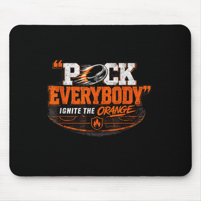 Hockey Enforcer Orange Mouse Mat (Front)