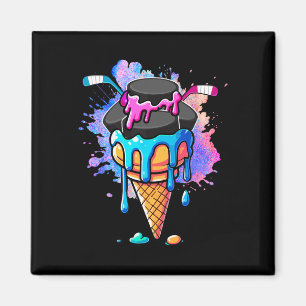 Hockey Equipments As Colorful Ice Cream Drip Funny Magnet