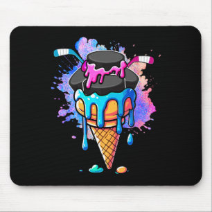 Hockey Equipments As Colorful Ice Cream Drip Funny Mouse Mat