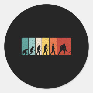 Hockey Evolution Retro Ice Hockey Player Men Boys Classic Round Sticker