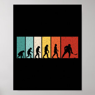 Hockey Evolution Retro Ice Hockey Player Men Boys  Poster