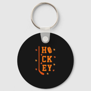 Hockey Fall Leaves Thanksgiving Sports Fan Ice Hoc Key Ring