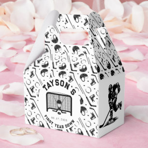 Hockey First Year Down 1st Birthday Favour Box
