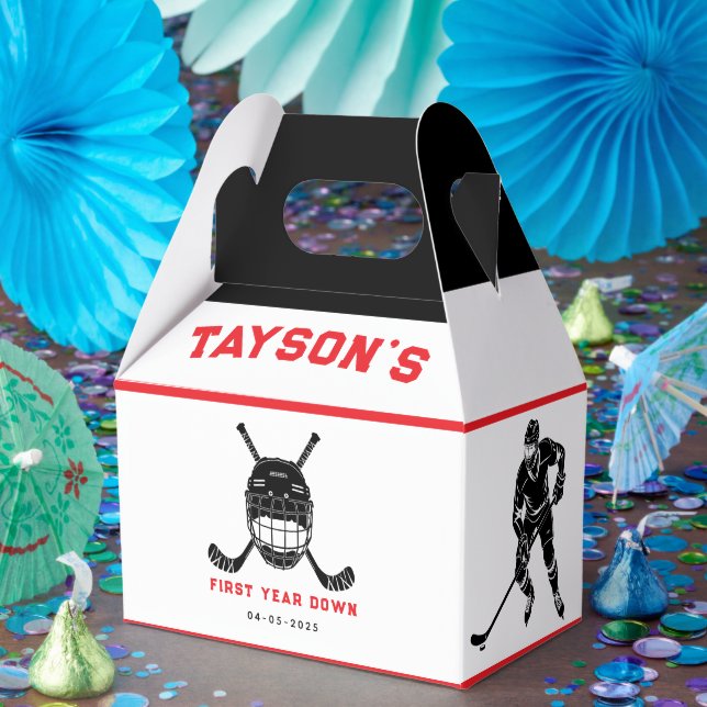 Hockey First Year Down 1st birthday Favour Box (Party)