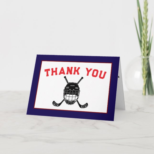 Hockey First Year Down 1st birthday  Thank You Card (Front)