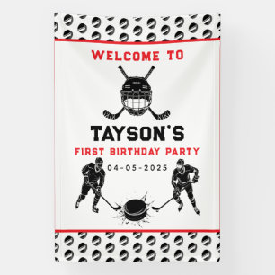 Hockey First Year Down Foam Board – 1st Birthday  Banner