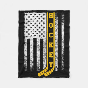 Hockey Flag Patriotic Field Hockey Player Coach Wo Fleece Blanket