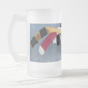Hockey Frosted Glass Beer Mug