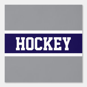 HOCKEY Fun Athletic Grey Navy Blue White Stripes Wallpaper