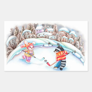 Hockey Fun Rectangular Sticker