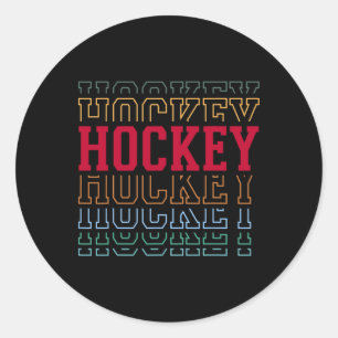 Hockey Funny Layered Text Team Player Coach Youth Classic Round Sticker