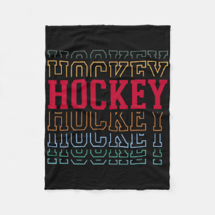 Hockey Funny Layered Text Team Player Coach Youth  Fleece Blanket
