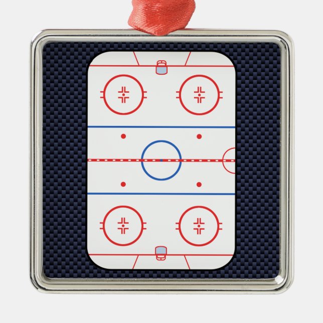 Hockey Game Companion Carbon Fibre Style Metal Tree Decoration (Front)
