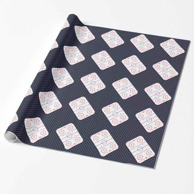 Hockey Game Companion Carbon Fibre Style Wrapping Paper (Unrolled)