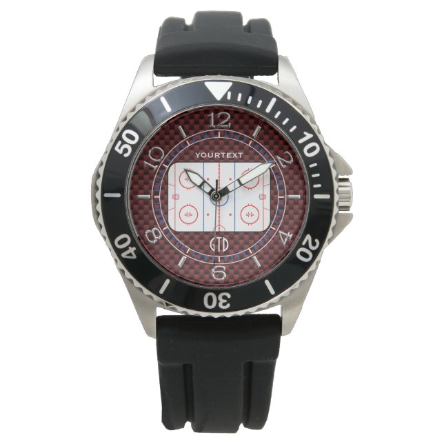 Hockey Game Companion Rink Diagram Dial Watch (Front)