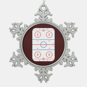 Hockey Game Companion Rink Diagram Snowflake Pewter Christmas Ornament