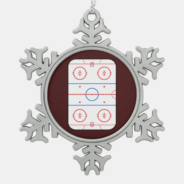 Hockey Game Companion Rink Diagram Snowflake Pewter Christmas Ornament (Front)
