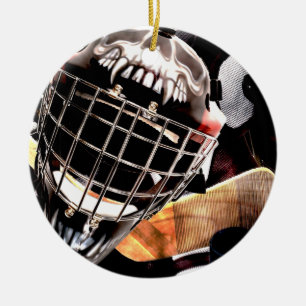 Hockey Gear Grunge Style Ceramic Tree Decoration