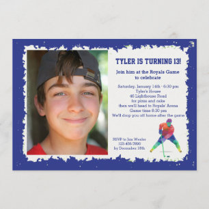 Hockey Geometrics Photo Invitation