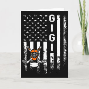 Hockey Gigi American Flag Vintage Christmas Xmas  Card
