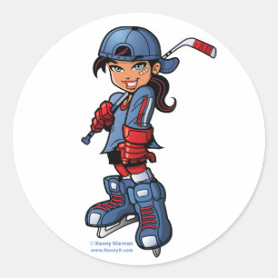 Hockey Girl 3" Round Stickers