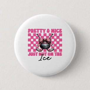 Hockey Girl Coquette Bow Pretty Nice Just Not On T 6 Cm Round Badge