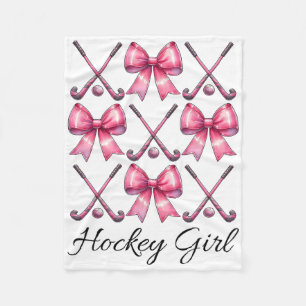 Hockey Girl Field Hockey Girl Coquette Bow Fleece Blanket