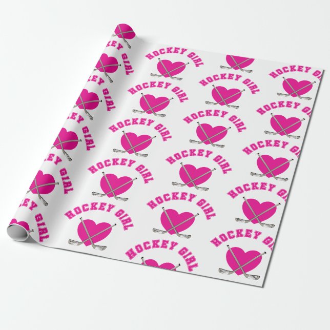 Hockey Girl Wrapping Paper (Unrolled)