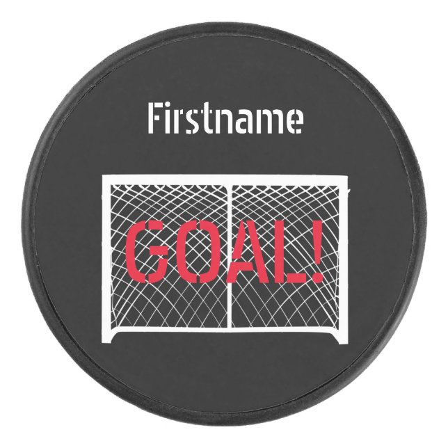 Hockey goal - Black Personalised Ice Hockey Puck (Front)