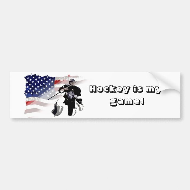 Hockey Goalie and US Flag  Car   Bumper Sticker (Front)