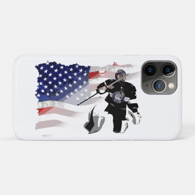 Hockey Goalie and US Flag   Case-Mate iPhone Case (Back (Horizontal))
