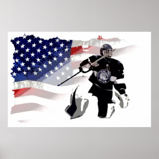 Hockey Goalie and US Flag  Poster