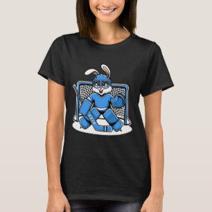 Hockey Goalie Bunny Blue Net Pads Stick Helmet T-Shirt
