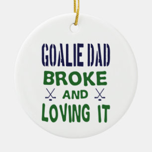 Hockey Goalie Dad Broke and Loving It Ceramic Tree Decoration