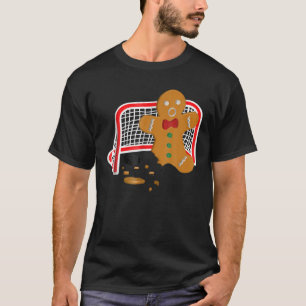 Hockey Goalie Funny Christmas Gingerbread Man Goal T-Shirt
