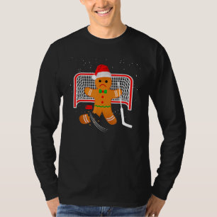 Hockey Goalie Funny Christmas Gingerbread Man T-Shirt