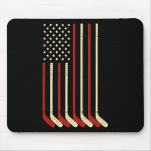 Hockey Goalie Gift Usa Flag Hockey Stick Ice Hocke Mouse Mat
