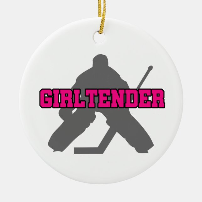 Hockey Goalie Girltender Ceramic Tree Decoration (Front)