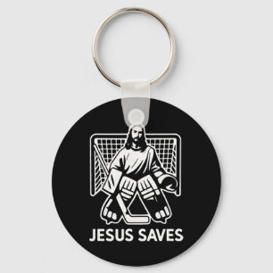Hockey Goalie Goalkeeper Jesus Saves Christian Hoc Key Ring