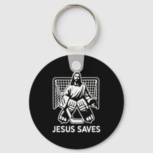 Hockey Goalie Goalkeeper Jesus Saves Christian Hoc Key Ring