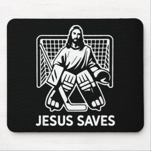 Hockey Goalie Goalkeeper Jesus Saves Christian Hoc Mouse Mat