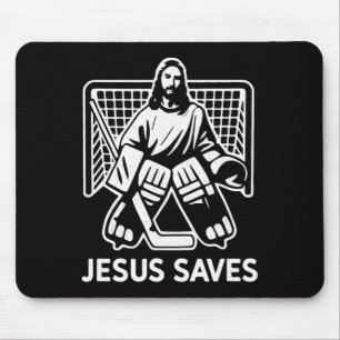 Hockey Goalie Goalkeeper Jesus Saves Christian Hoc Mouse Mat