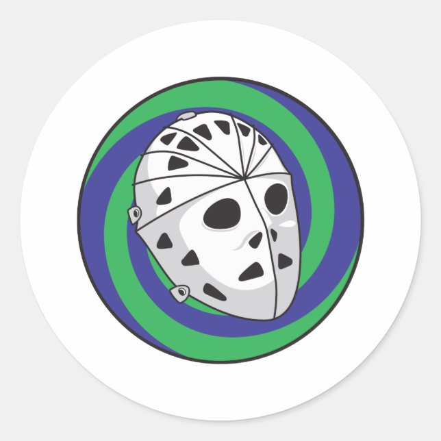 hockey goalie mask classic round sticker (Front)