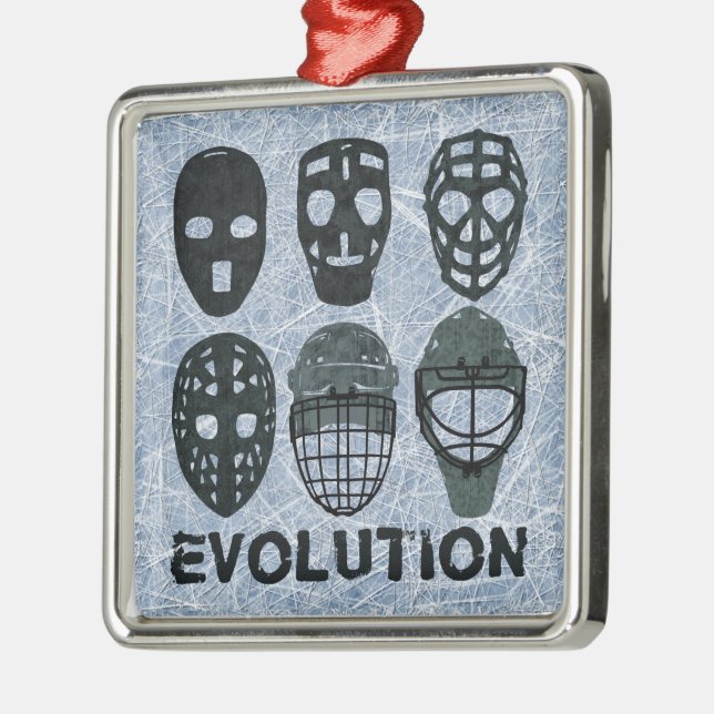 Hockey Goalie Mask Evolution Metal Tree Decoration (Left)