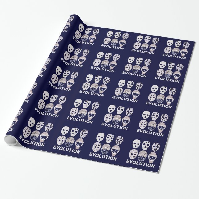 Hockey Goalie Mask Evolution Wrapping Paper (Unrolled)