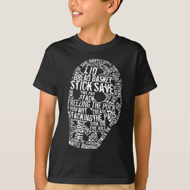 Hockey Goalie Mask Typography Design T-Shirt (Front)