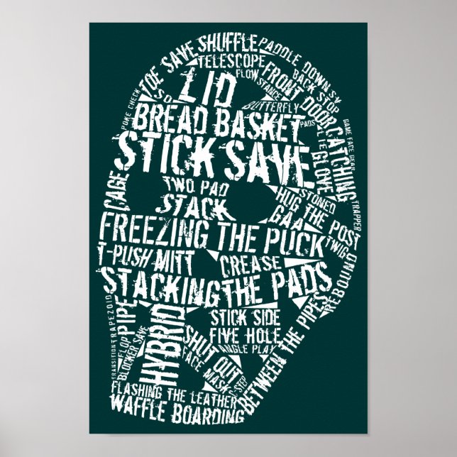 Hockey Goalie Mask Typography Poster (Front)